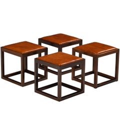 Claus Bonderup & Torsten Thorup Stools in Wengé and Leather