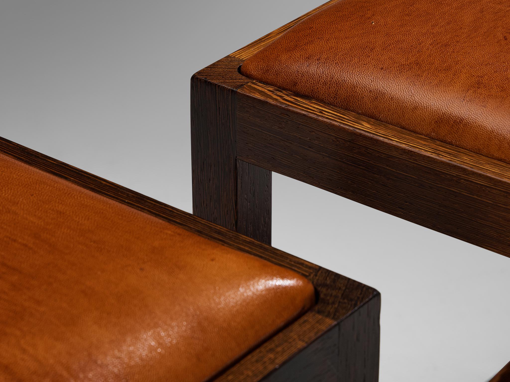 Mid-Century Modern Claus Bonderup & Torsten Thorup Stools in Wengé and Leather For Sale