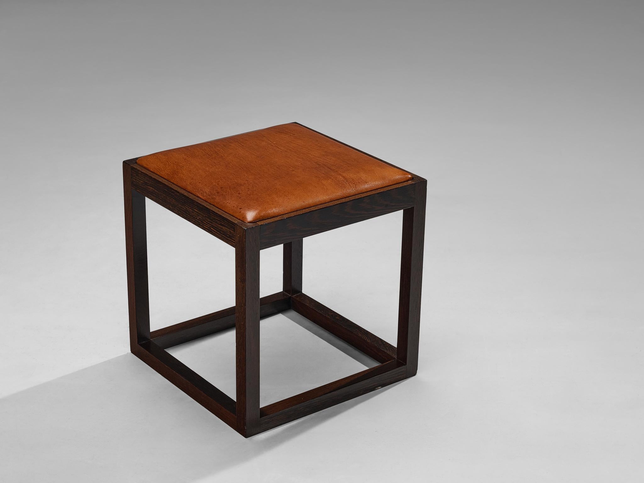Danish Claus Bonderup & Torsten Thorup Stools in Wengé and Leather For Sale