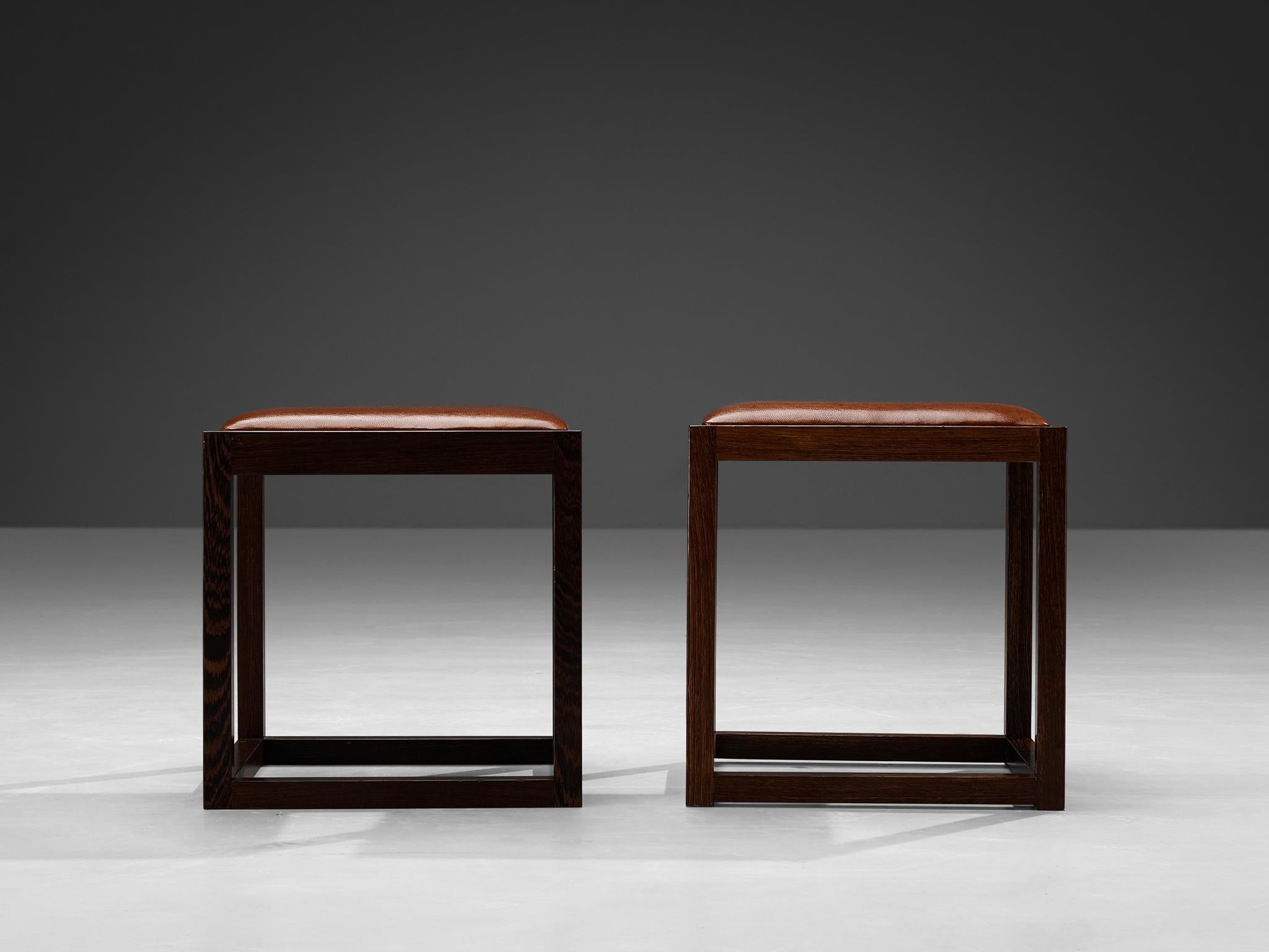 Claus Bonderup & Torsten Thorup Stools in Wengé and Leather For Sale 3