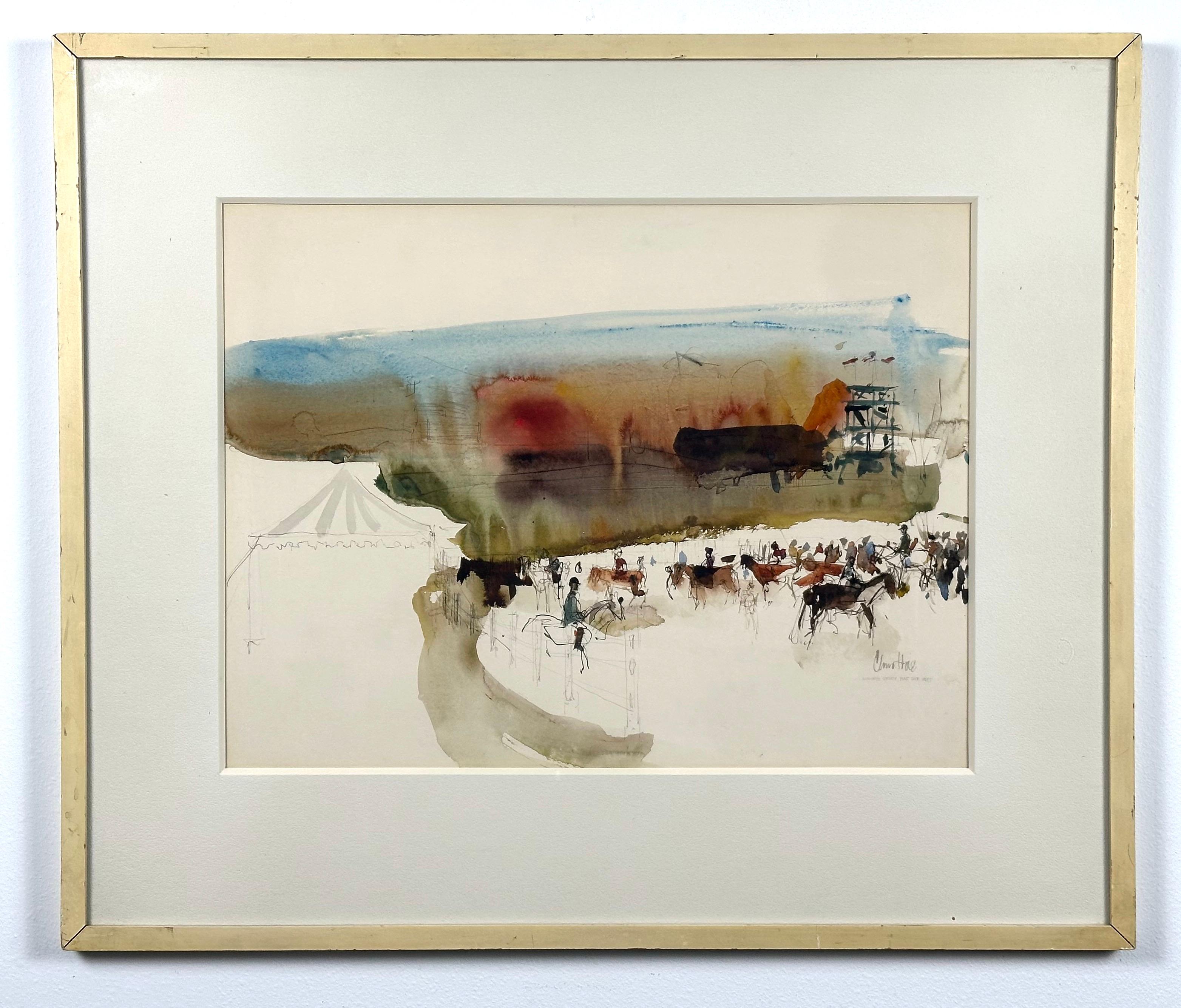 Monmouth County Hunt Race Meet NJ Landscape - Painting by Claus Hoie