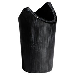 Claus Josef Riedel Black Textured Art Glass Vase, Austria, Circa 1980