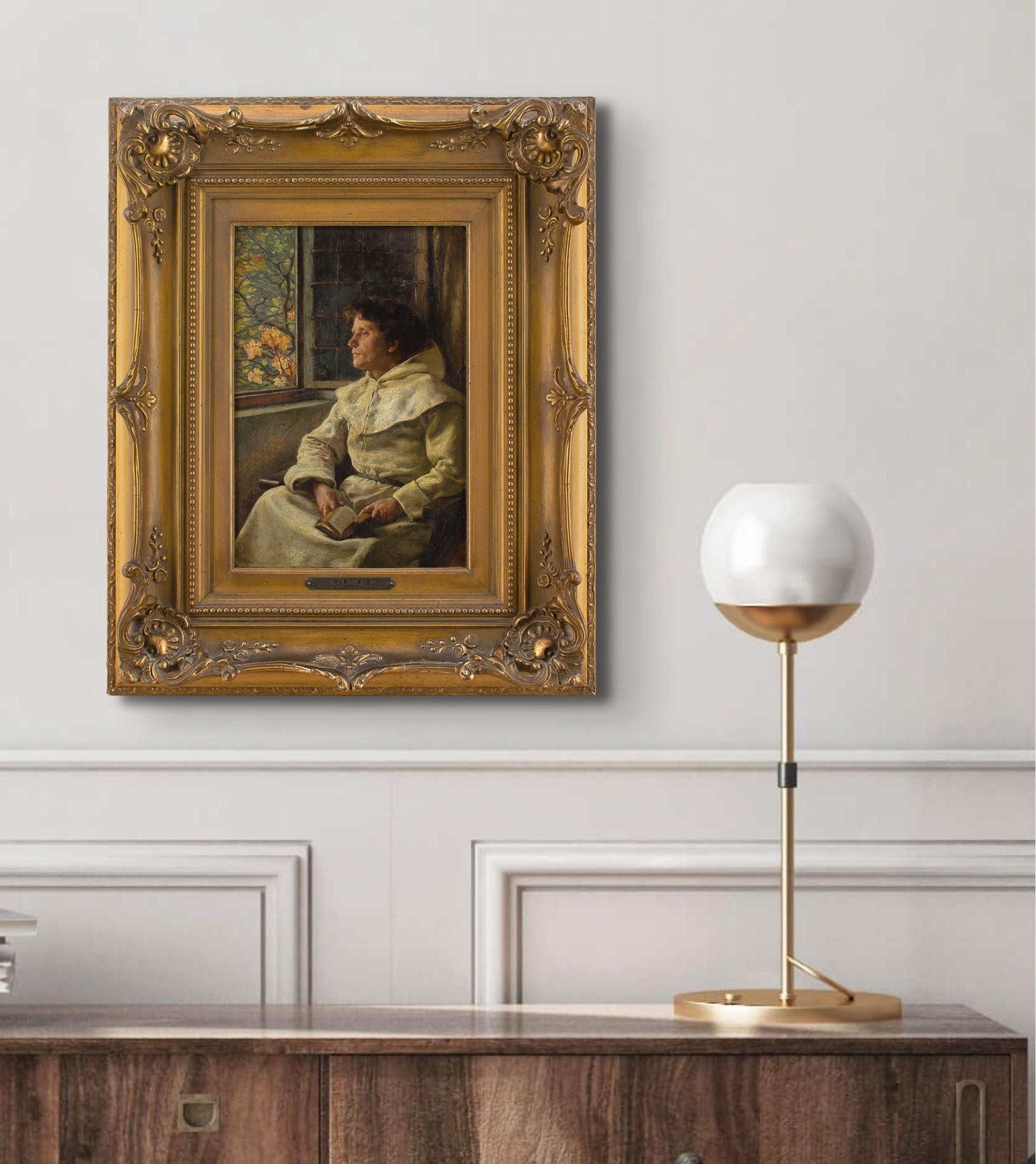 Claus Meyer, A Monk Contemplating By An Open Window, Oil Painting 2