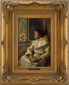 Antique Claus Meyer, A Monk Contemplating By An Open Window, Oil Painting 