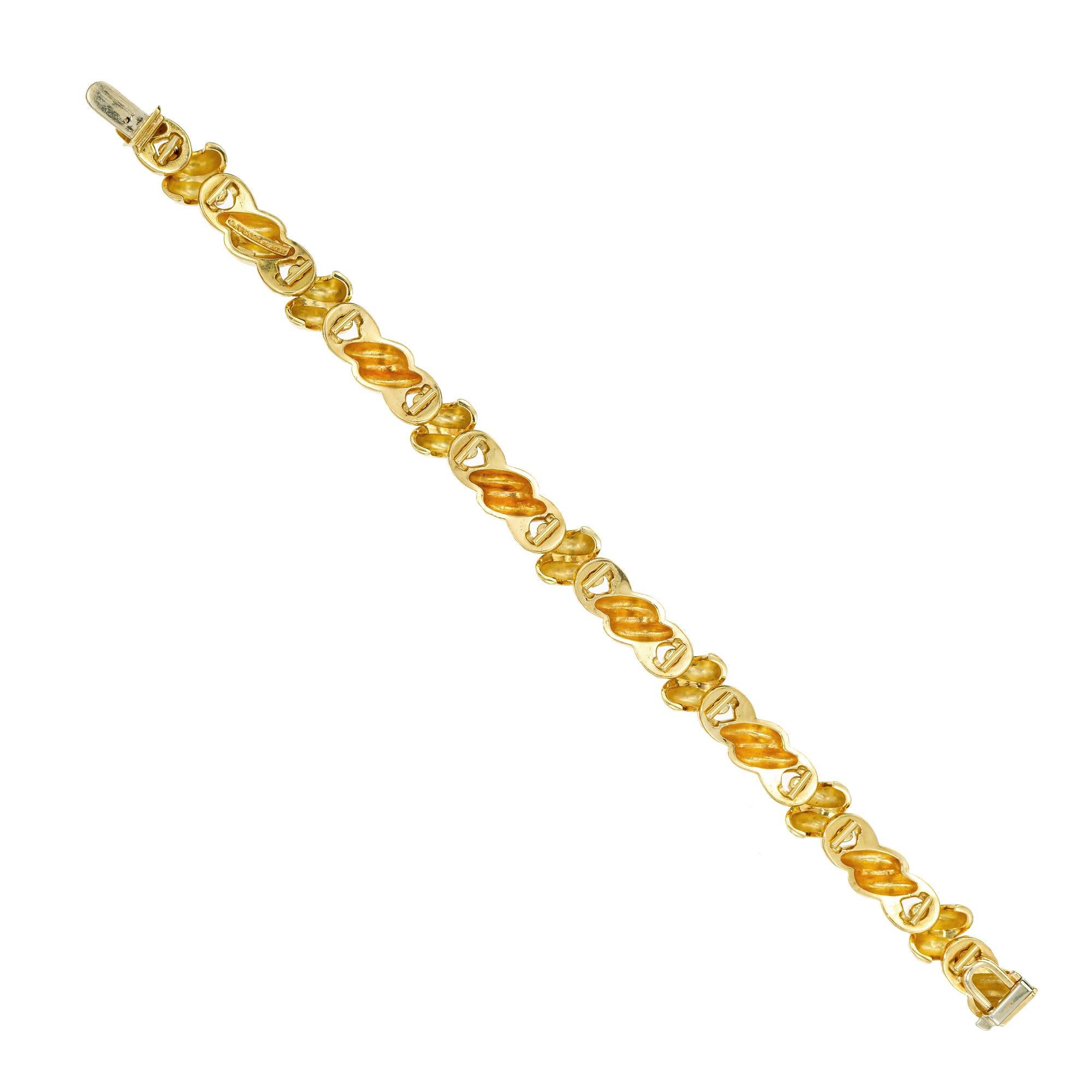 Women's Claus Vollrath Yellow Gold Textured Link Bracelet