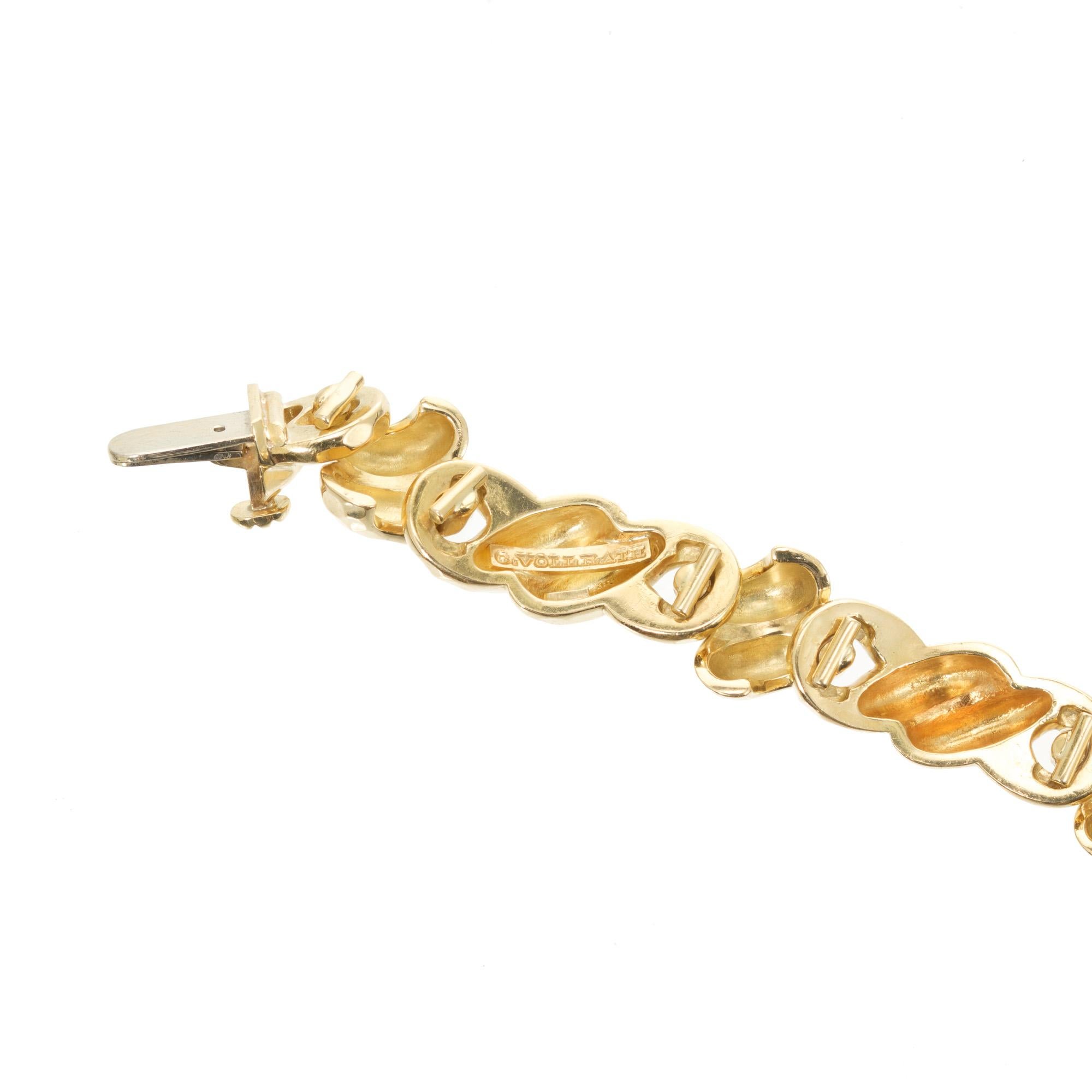 Claus Vollrath Yellow Gold Textured Link Bracelet 1