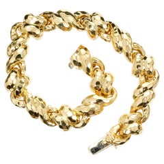Claus Vollrath Yellow Gold Textured Link Bracelet