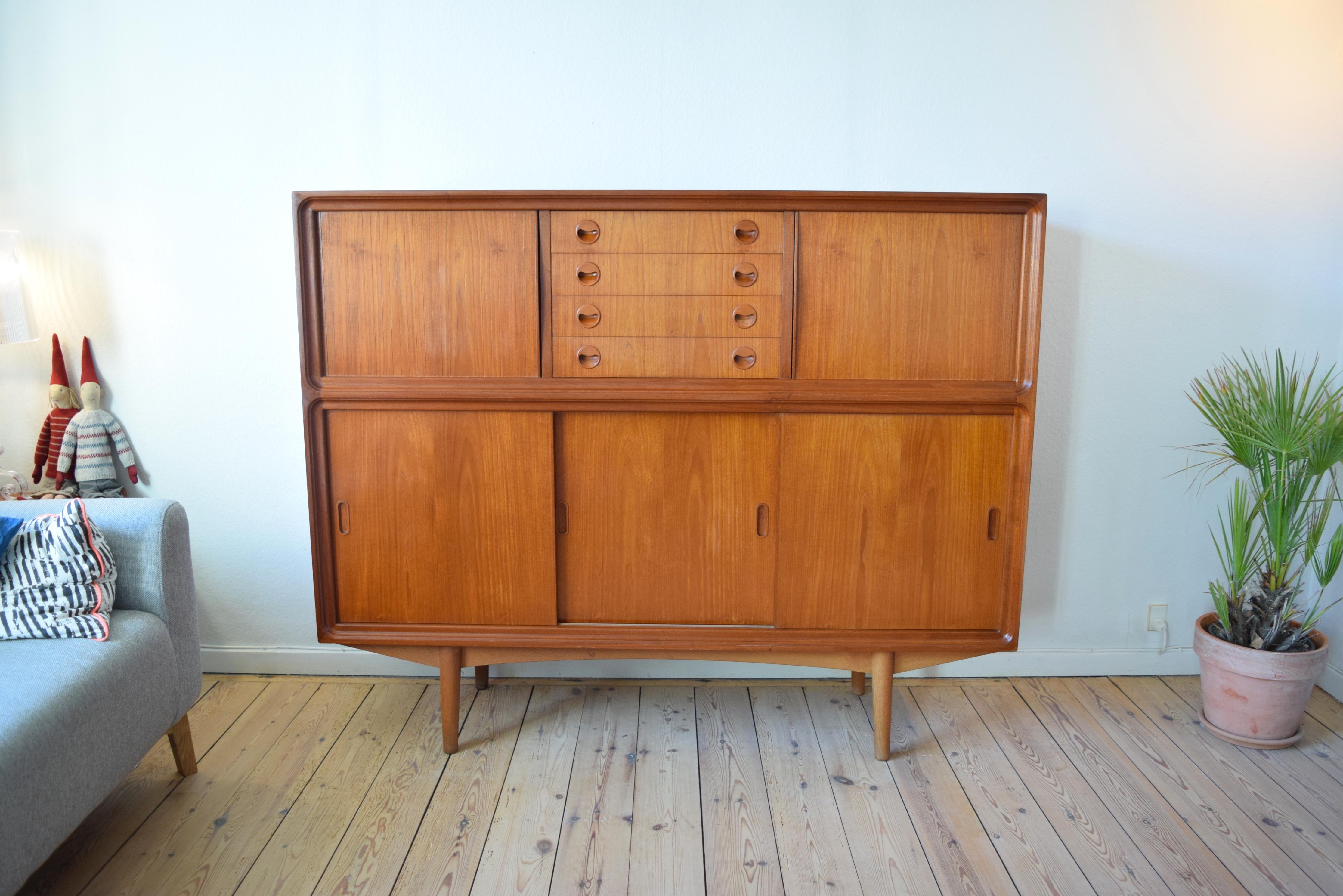 Clausen & Søn Tall Credenza in Teak, Denmark, 1950s For Sale 5