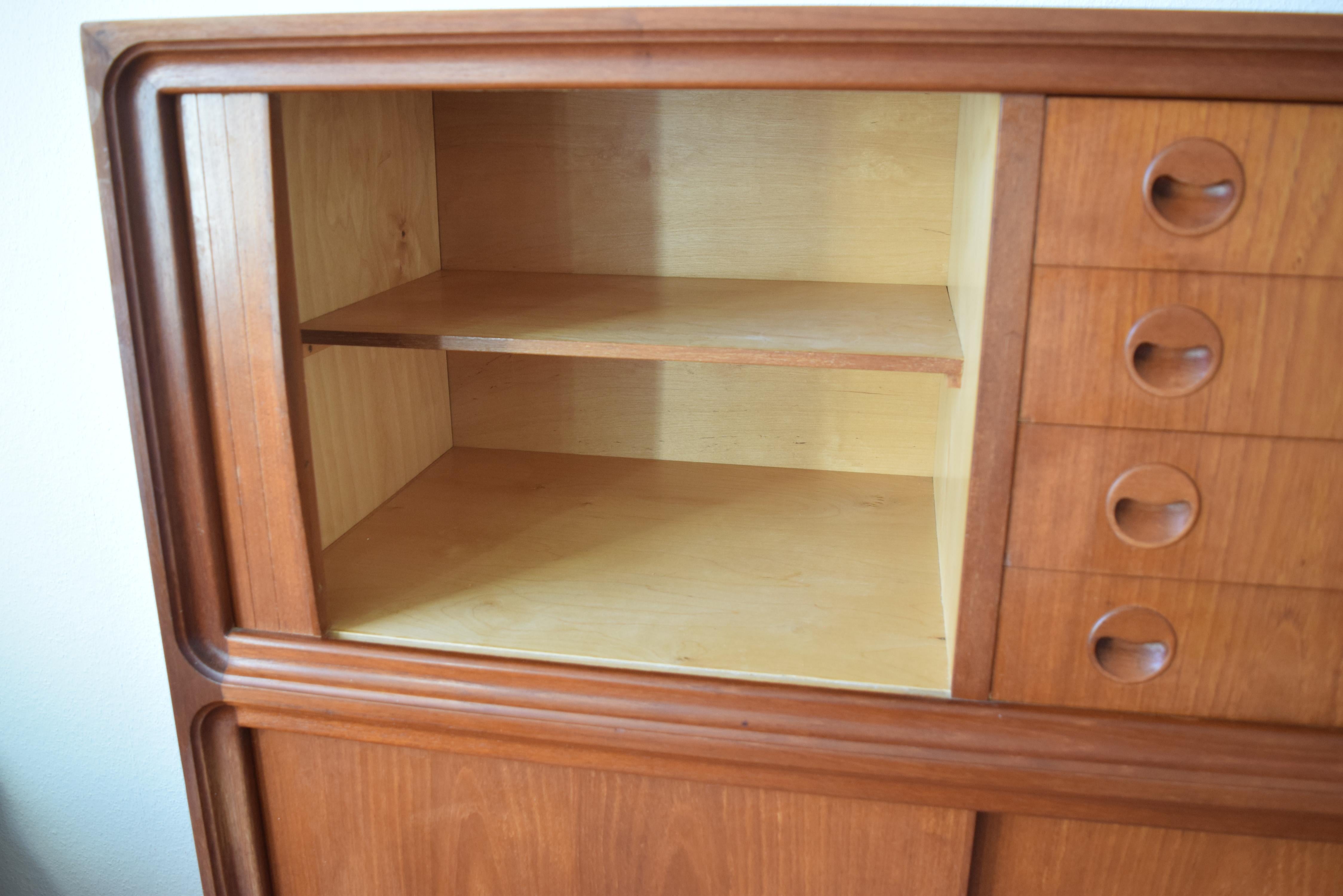 Clausen & Søn Tall Credenza in Teak, Denmark, 1950s In Good Condition For Sale In Nyborg, DK