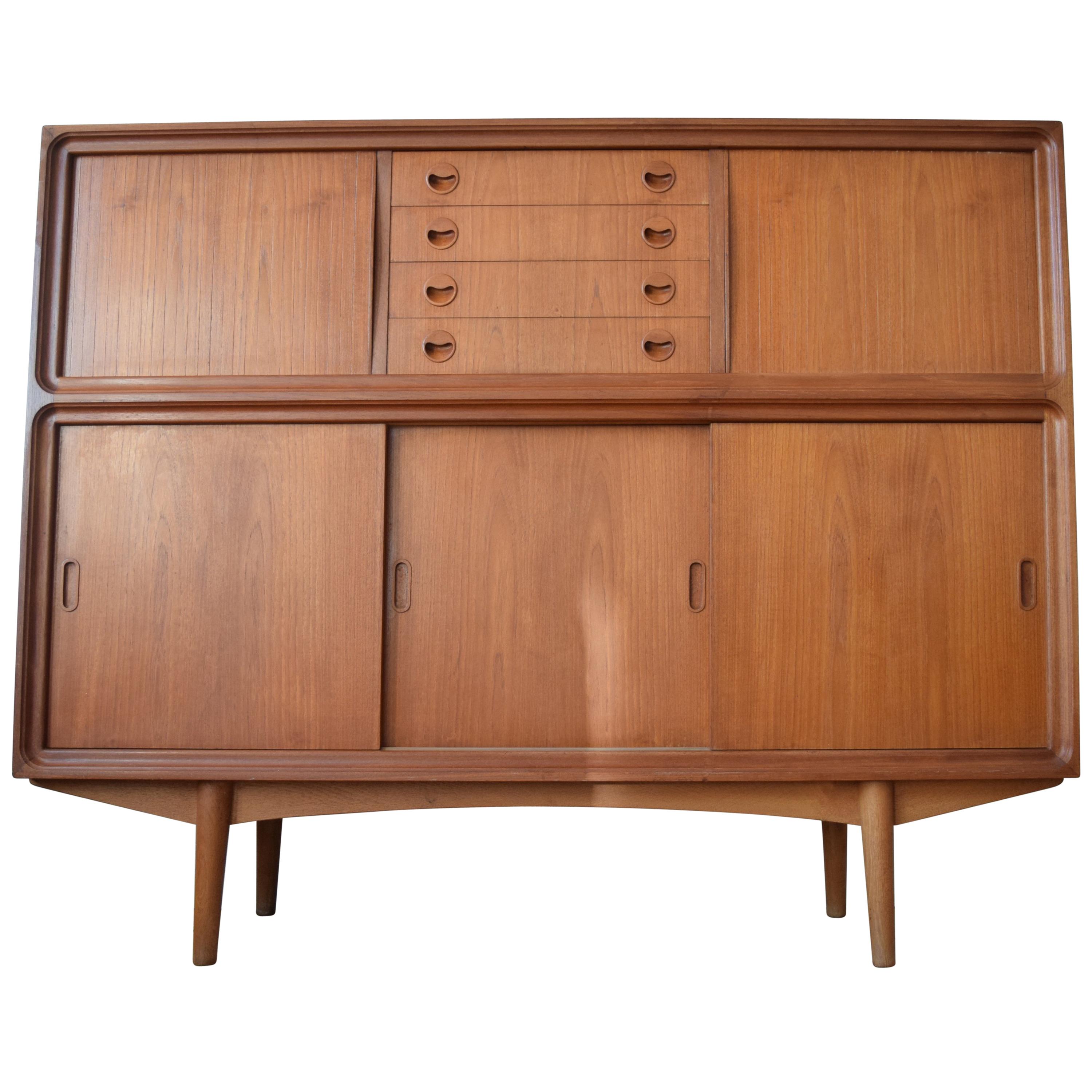 Clausen & Søn Tall Credenza in Teak, Denmark, 1950s For Sale