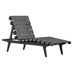 Clave Indoor Chaise in Black Finish and Wooden Seat