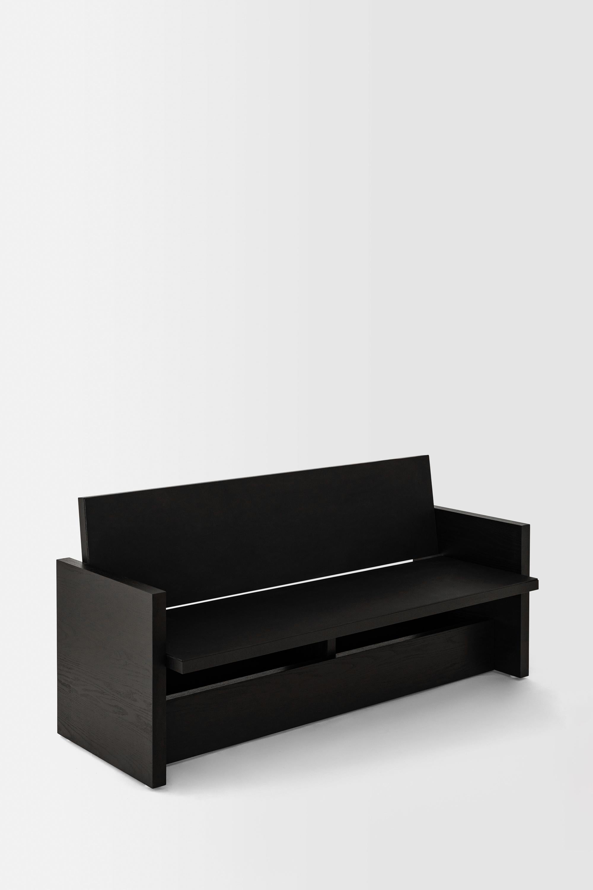 Mexican Clavijero Bench, Black Finished Oak Wood For Sale