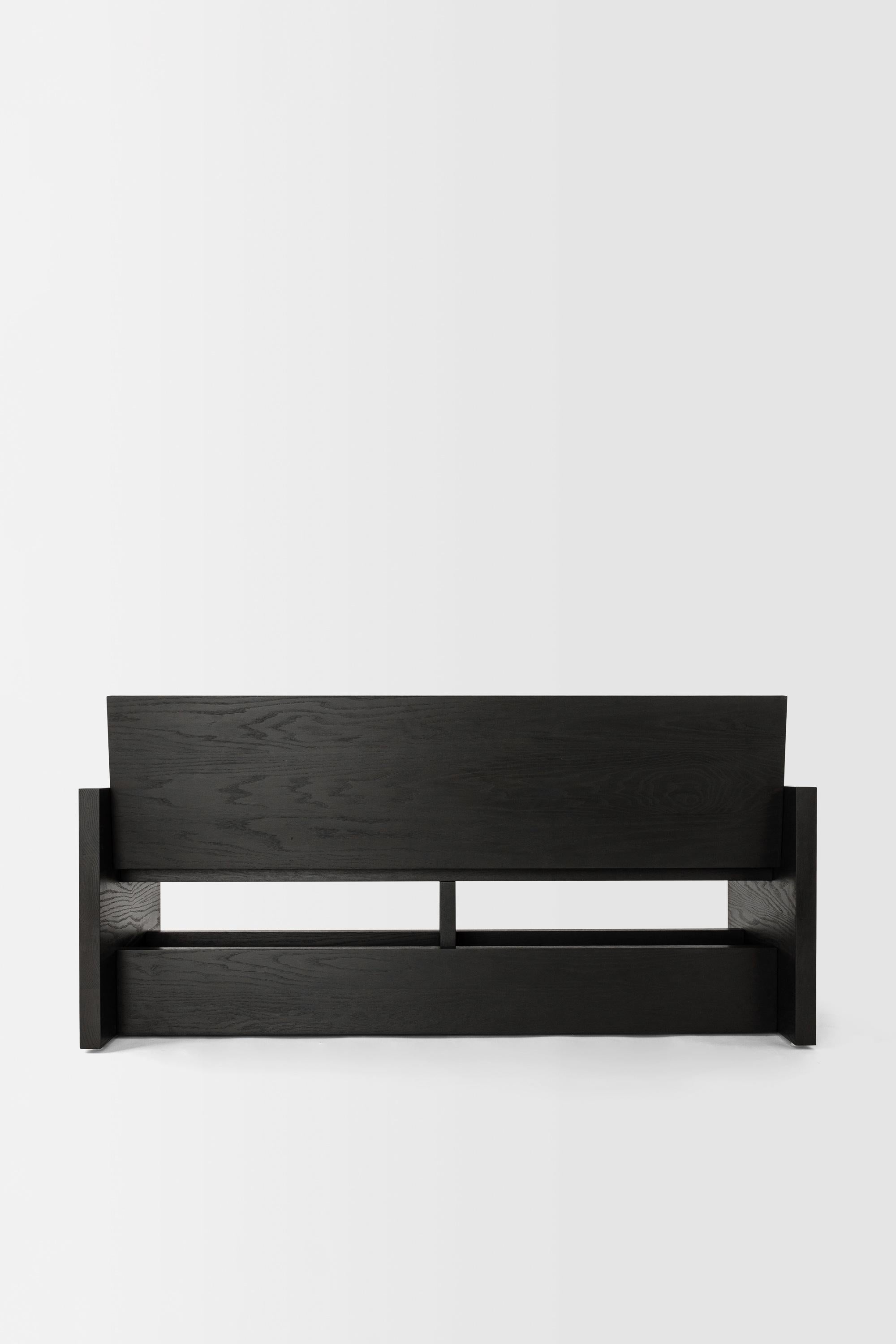 Contemporary Clavijero Bench, Black Finished Oak Wood For Sale