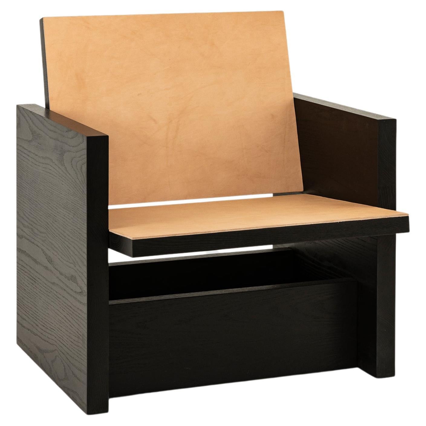 Clavijero Lounge Chair, Black Finished Oak Wood For Sale