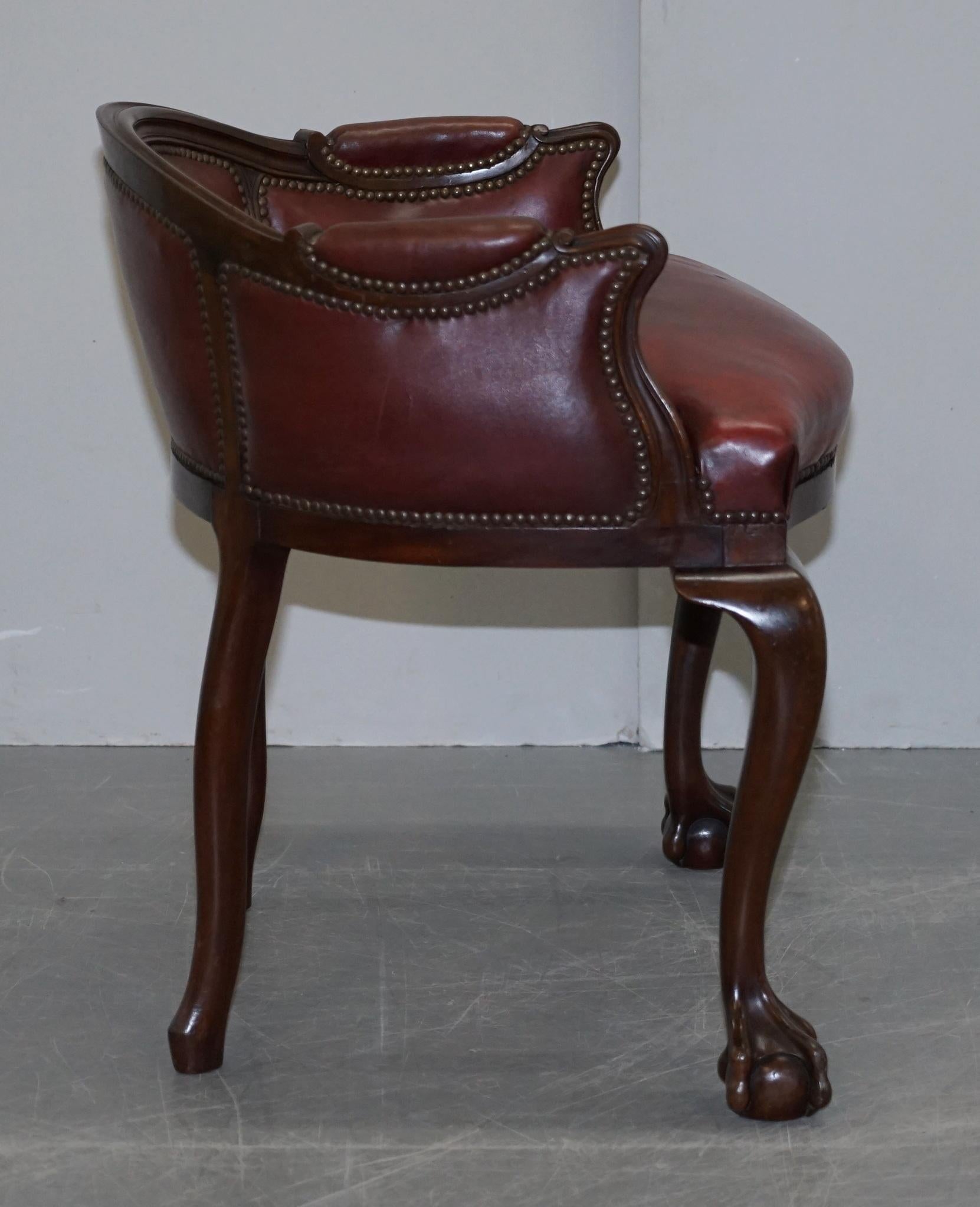 Claw & Ball Cabriolet Leg Oxblood Leather Small Chair or Stool Office or Desk 1