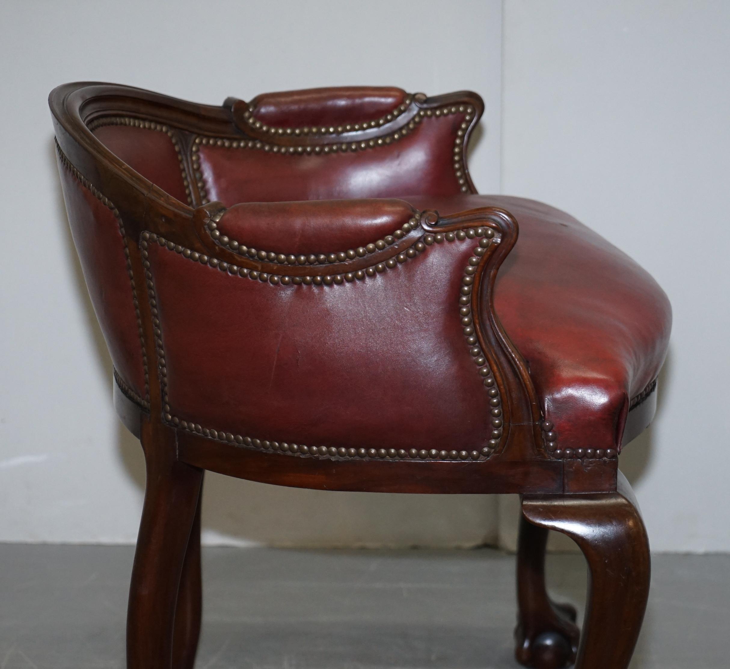 Claw & Ball Cabriolet Leg Oxblood Leather Small Chair or Stool Office or Desk 2