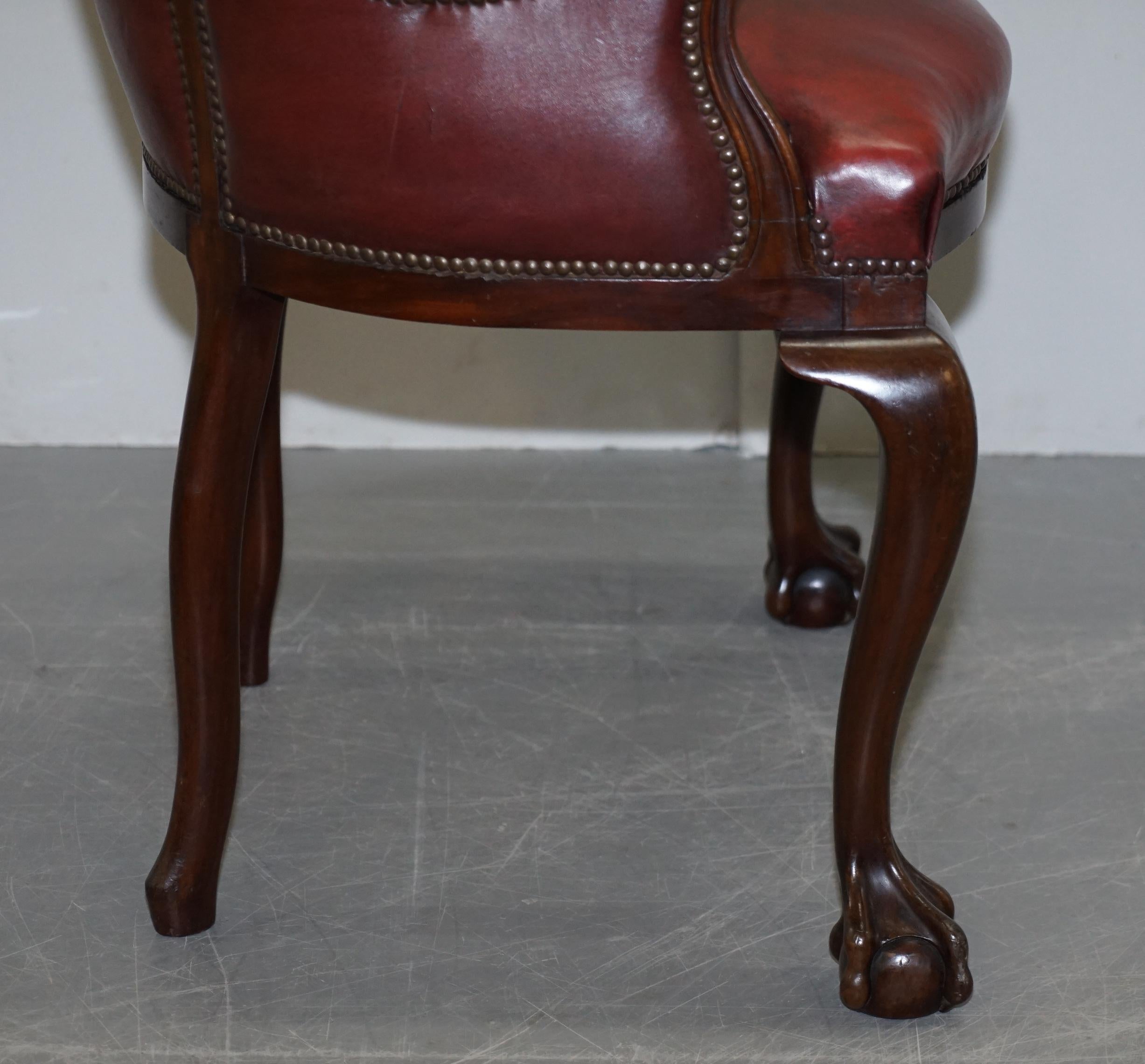 Claw & Ball Cabriolet Leg Oxblood Leather Small Chair or Stool Office or Desk 3