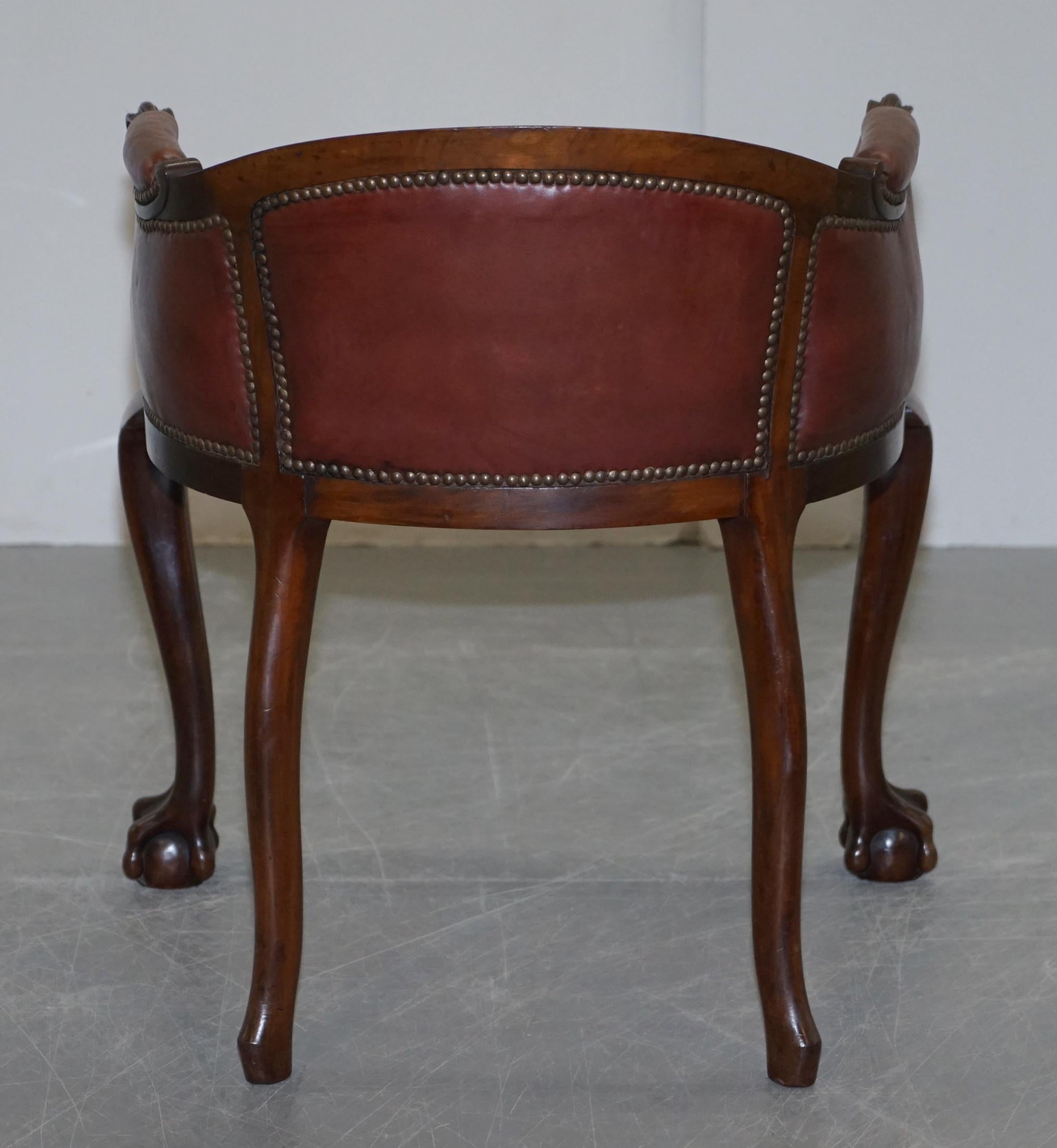 Claw & Ball Cabriolet Leg Oxblood Leather Small Chair or Stool Office or Desk 5