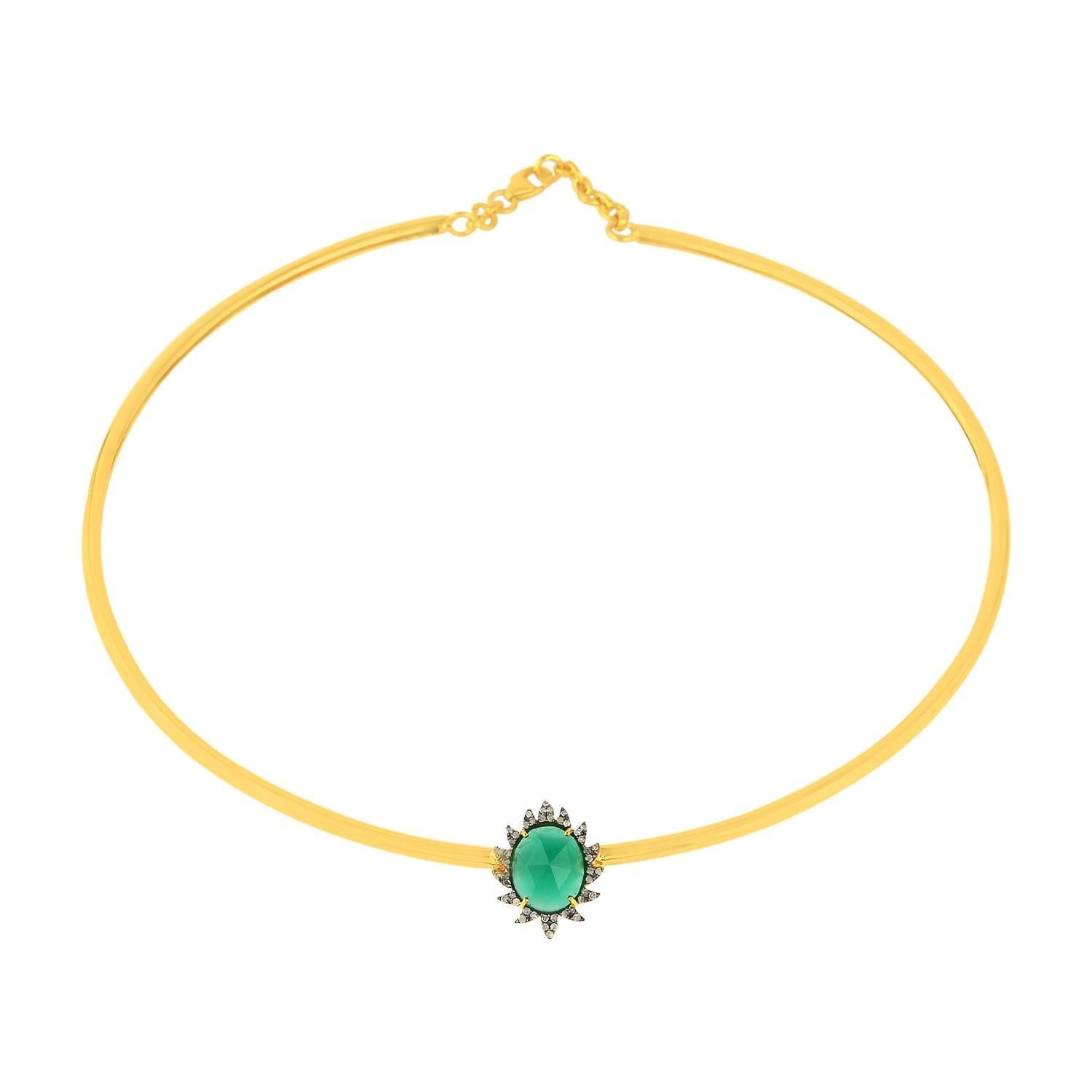 Claw Green Onyx and Diamonds Choker