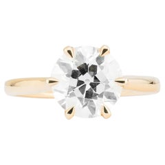 Edwardian 2.55ct Old European Cut Diamant Verlobungsring 18 Karat Gelbgold
