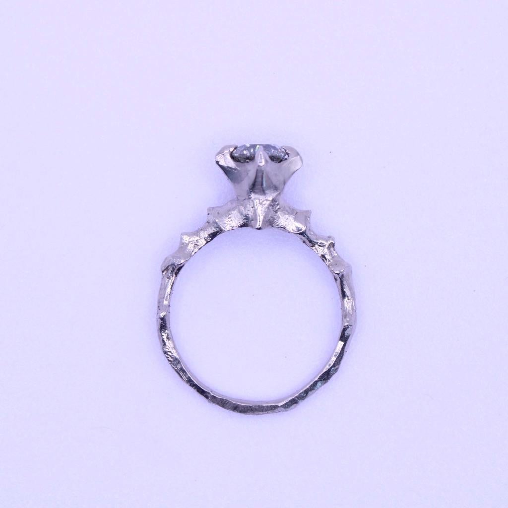 Claw Solitaire Ring in 14 Karat White Gold with Salt and Pepper Diamond For Sale 1