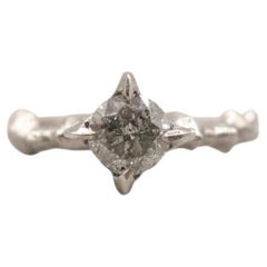 Claw Solitaire Ring in 14 Karat White Gold with Salt and Pepper Diamond