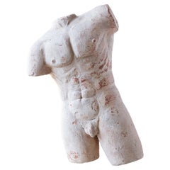 Clay and Plaster Sculpture Bust, Male Nude Torso, France 1960s