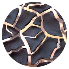 Clay Disc S.I, Hand-sculpted Oak Versatile Wall Object, Contemporary Design