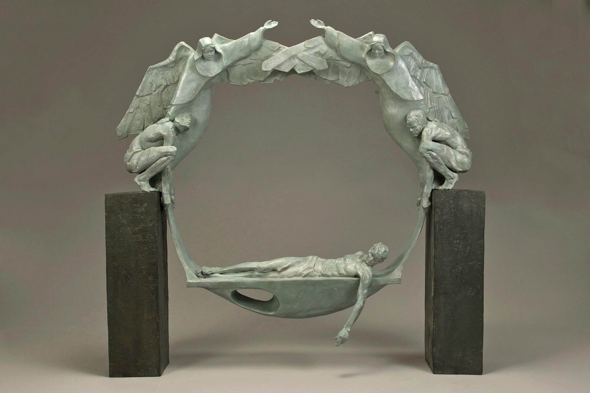 Clay Enoch Figurative Sculpture - Faith and Resolve 15x13x3" Bronze Sculpture