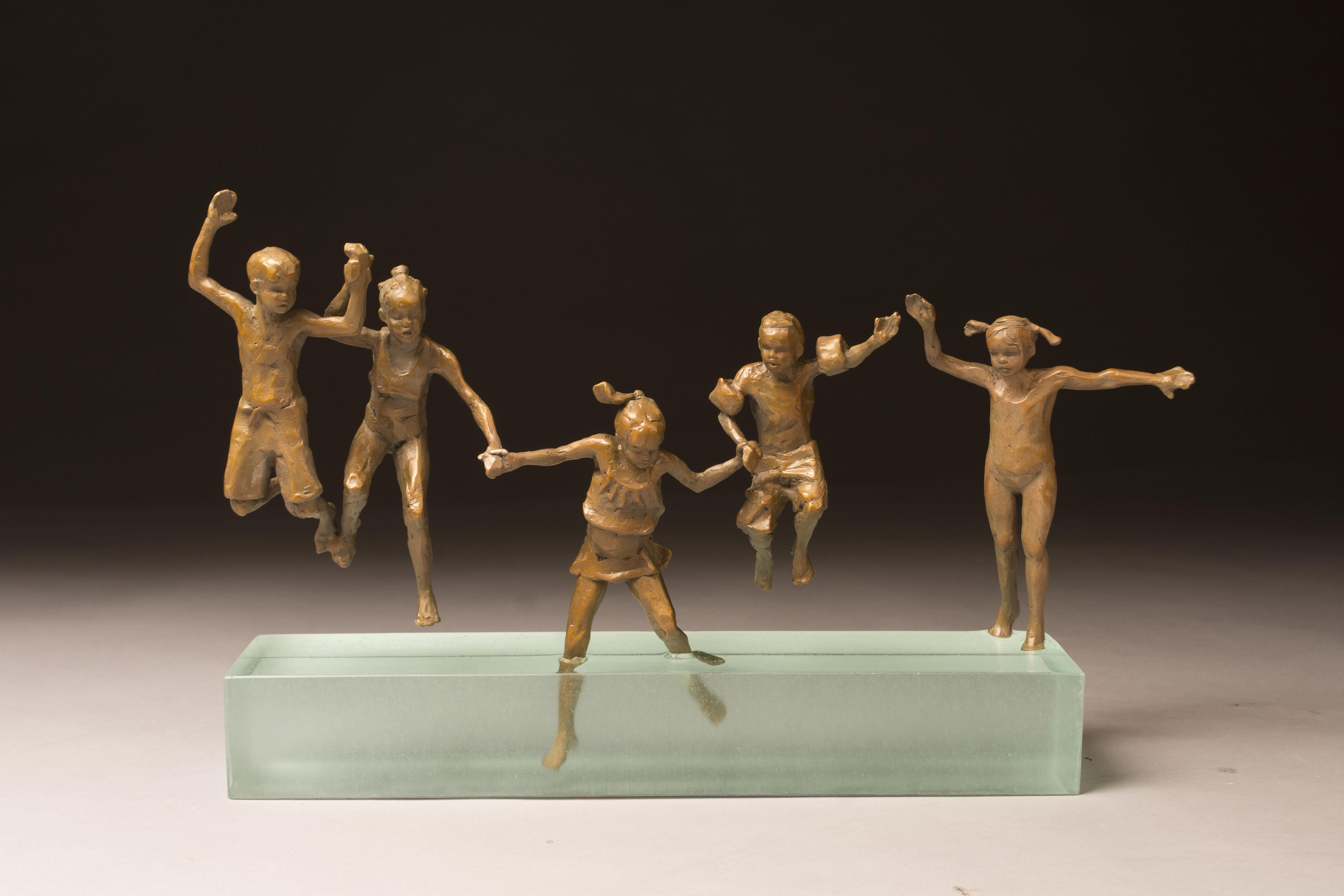 Jump 9x15x3" bronze/resin sculpture