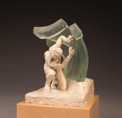 The Surge 15x8x8" Terracotta/Glass Sculpture
