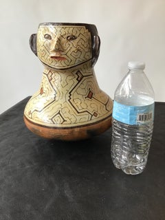 Shipibo Peruvian Clay Face Vase
