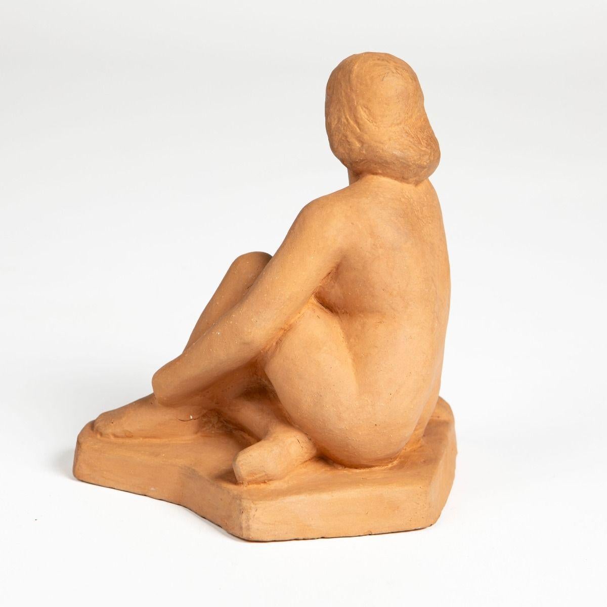 Mid-Century Modern Figurine en argile d'une femme assise - Bengt Lissegårdh 1950's en vente
