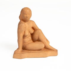 Figura de arcilla de una mujer sentada - Bengt Lissegårdh Años 50