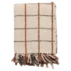 Clay Handloom Checks Textured Weave Pure Cotton Weighted Throw / Bedspread
