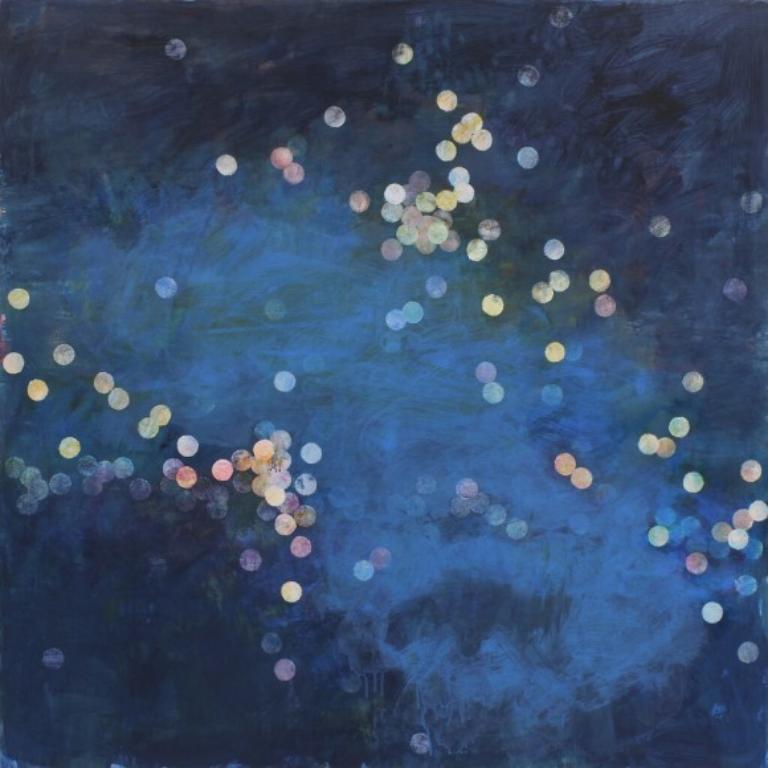 Abstract Painting di Clay Johnson - Pittura atomica #6 in acrilico su pannello, 2023
