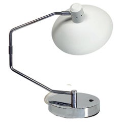Lampe de bureau Michie en argile chromée et métal laqué blanc Knoll International, années 1950