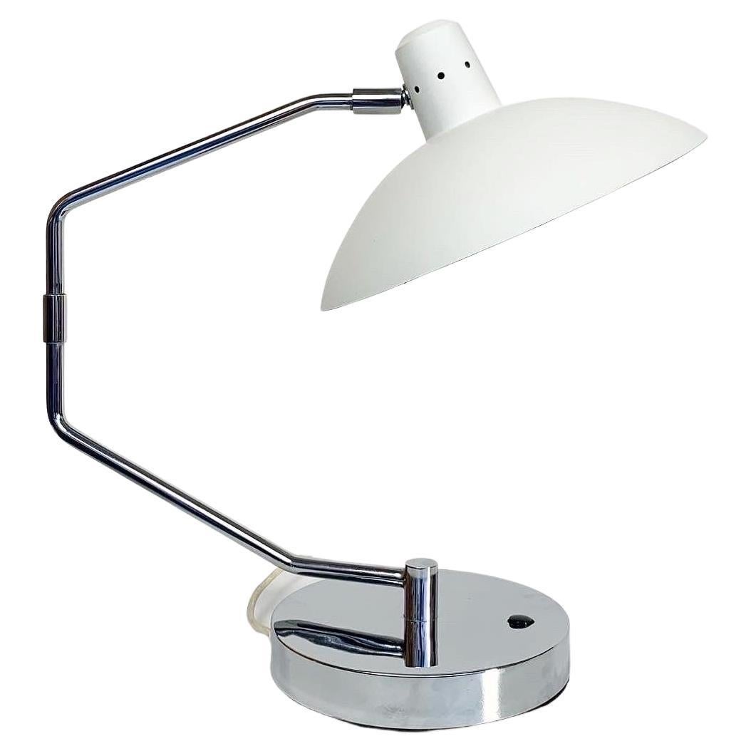 Clay Michie Desk Lamp Knoll International Chrome & White Lacquered Metal 1950s
