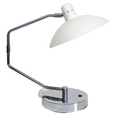 Lampe de bureau Michie en argile chromée et métal laqué blanc Knoll International, années 1950