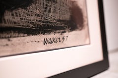 Clay Walker Painting 1957 American Modern Painter Gauche Black and White