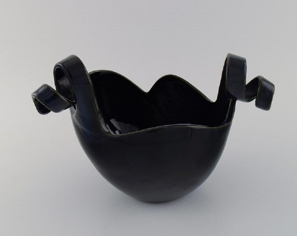 Claydies for Kähler, Primadonna Bowl in Black Glazed Ceramic, 21st C For Sale 1
