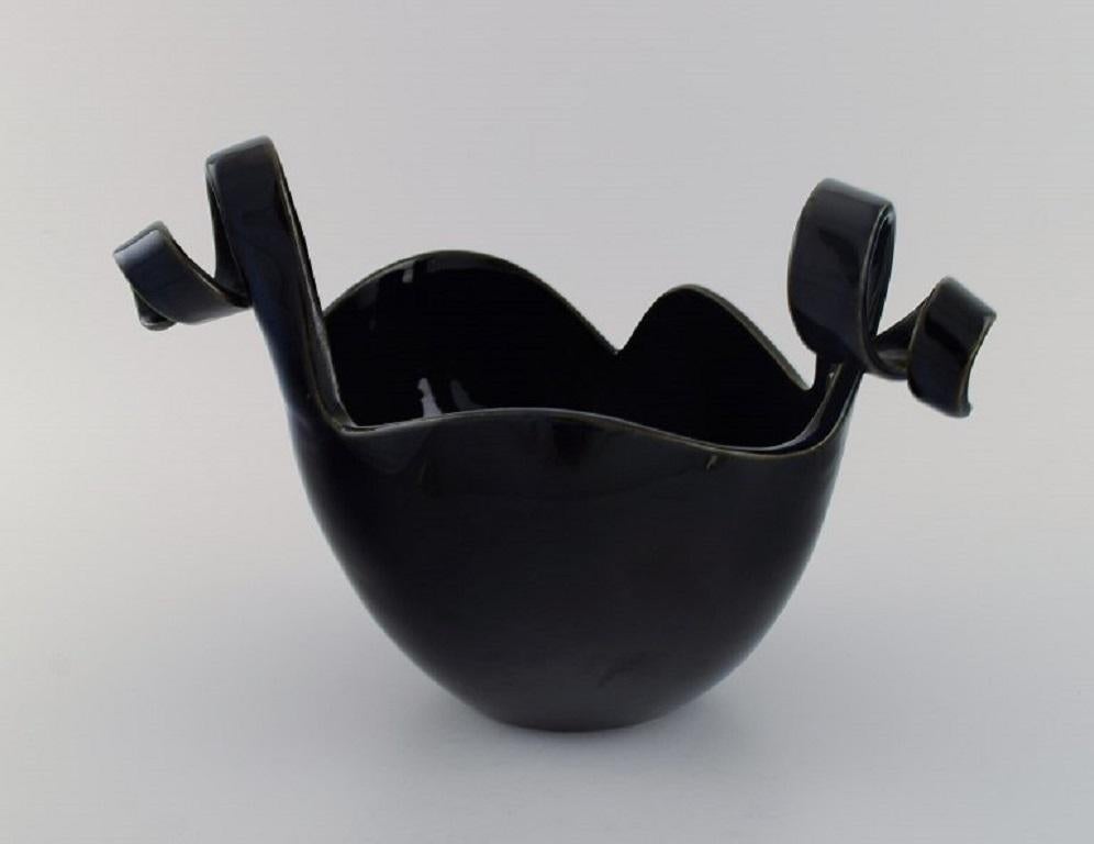 Claydies for Kähler, Primadonna Bowl in Black Glazed Ceramic, 21st C For Sale 2