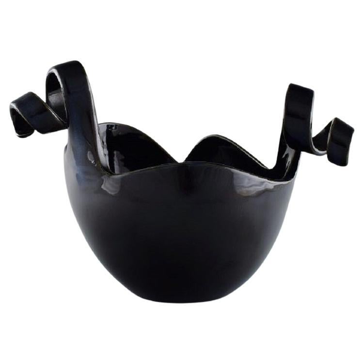 Claydies for Kähler, Primadonna Bowl in Black Glazed Ceramic, 21st C For Sale