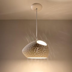 Claylight 10" Ceramic Pendant- Lines: Double Cut, Handmade, Sculptural Lighting