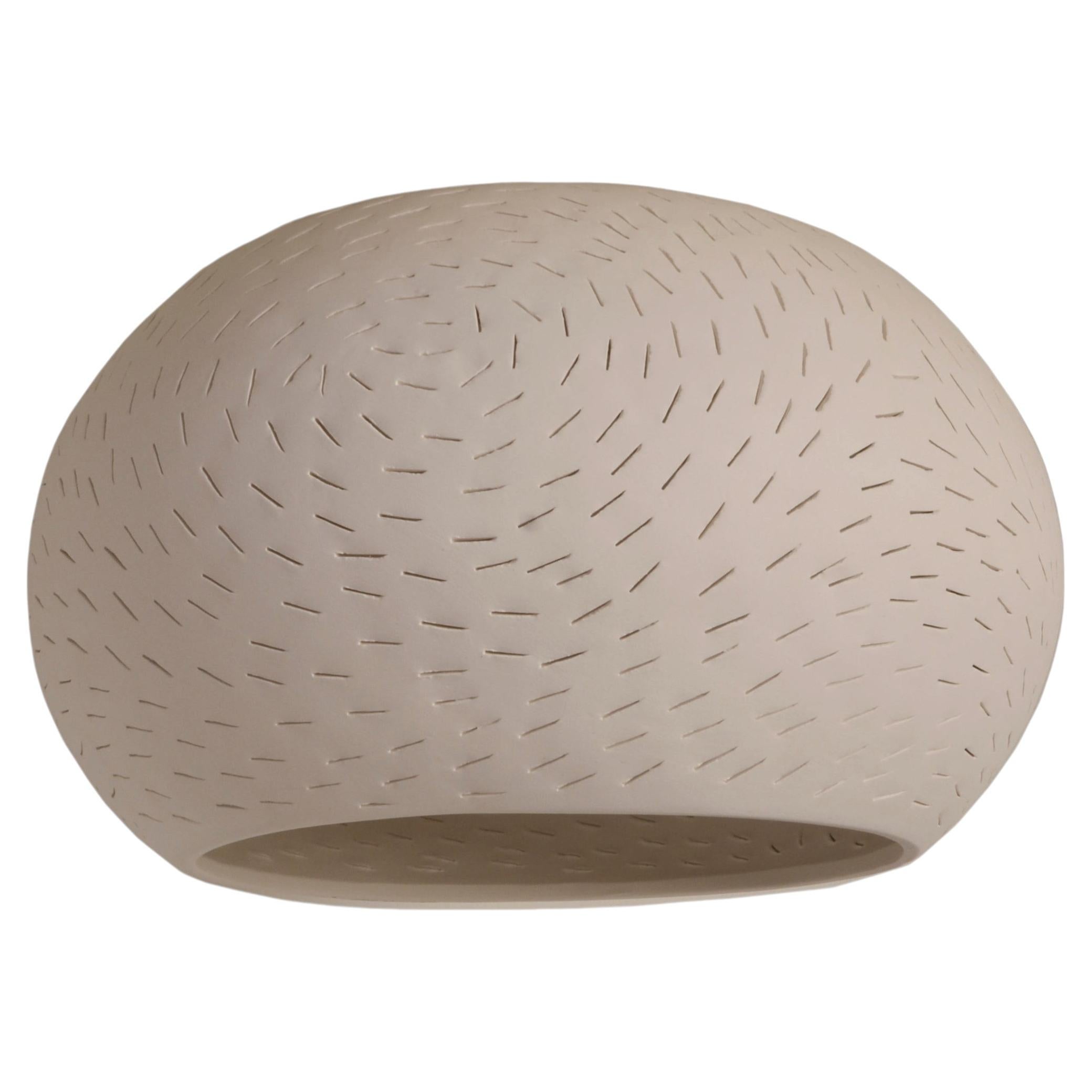 Claylight 12" Flush Mount- Lines: Handmade, Sculptural Ceiling Light For Sale