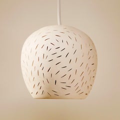 Claylight 5" Ceramic Pendant- Line Pattern: Handmade, Sculptural Kitchen Light