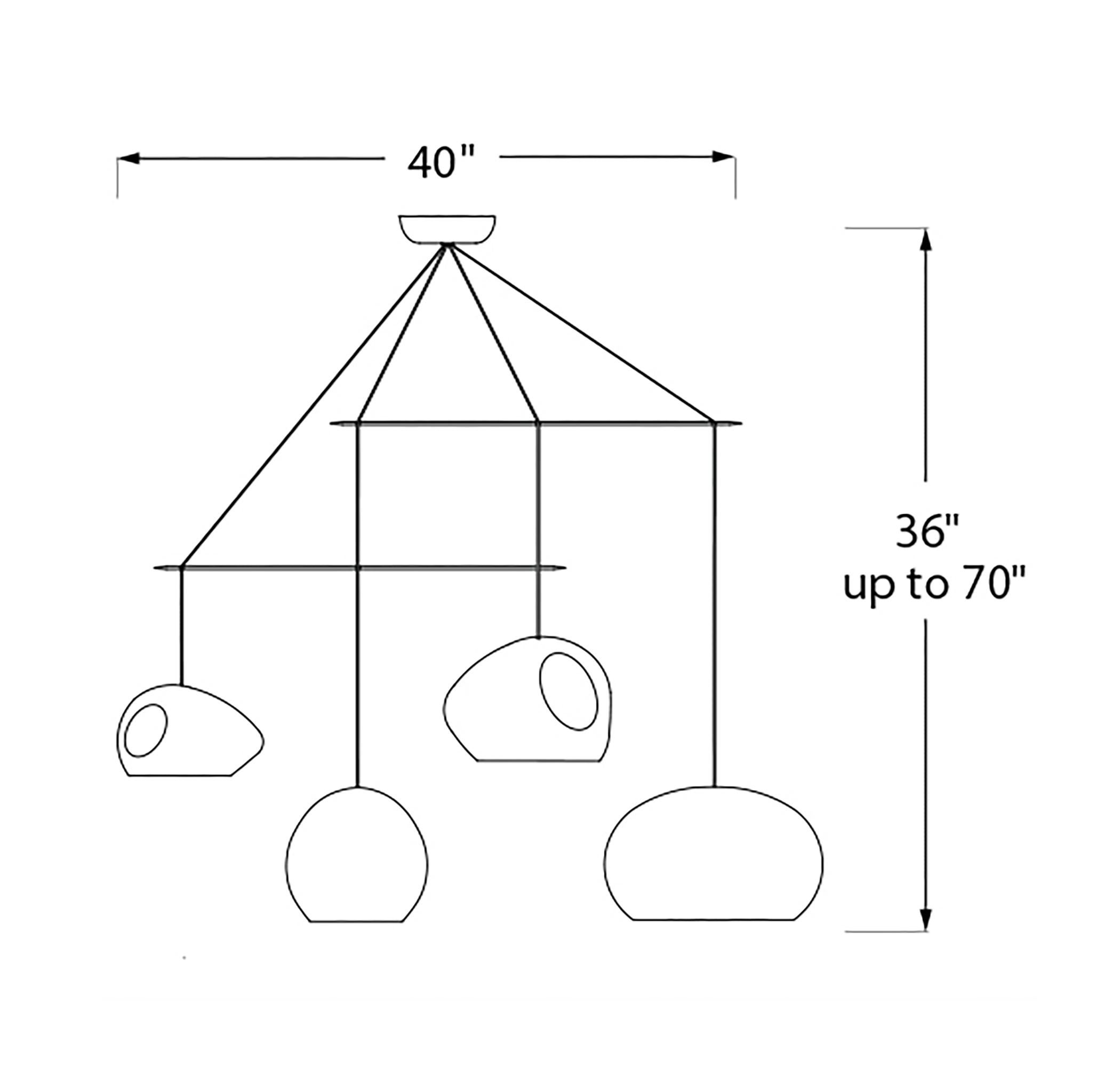 CLAYLIGHT BOOMERANG XL   Four Light Pendant Chandelier  White Ceramic For Sale 1