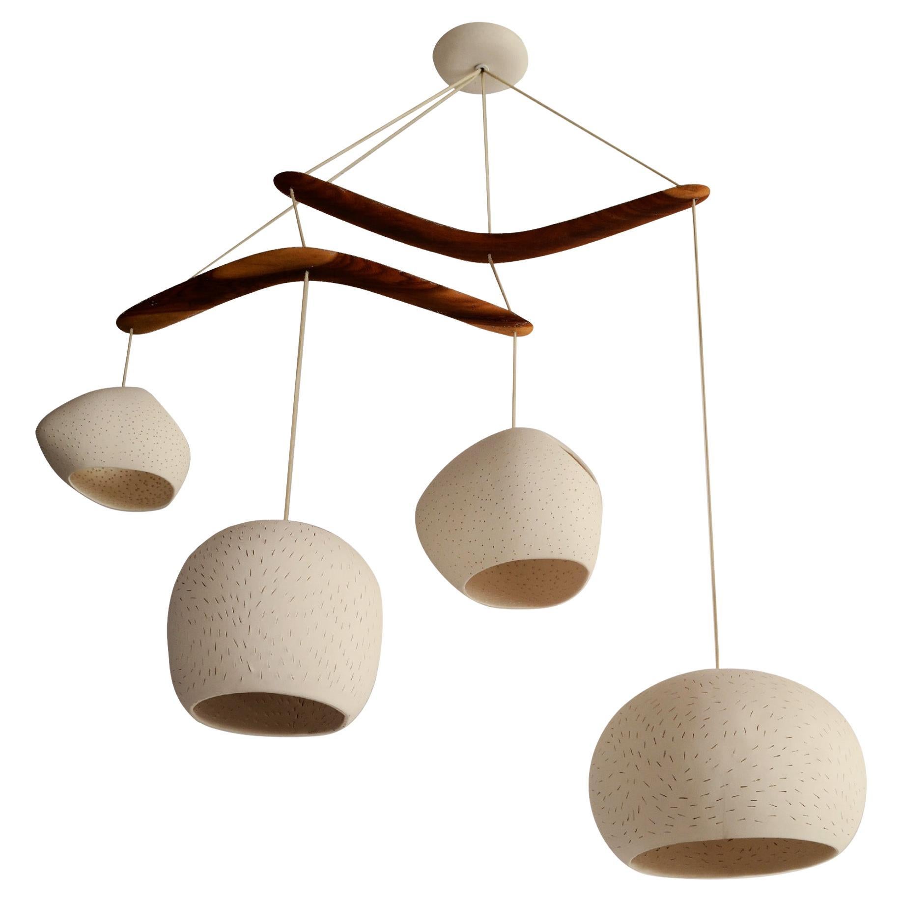 CLAYLIGHT BOOMERANG XL   Lustre suspendu à quatre lumières  Céramique blanche