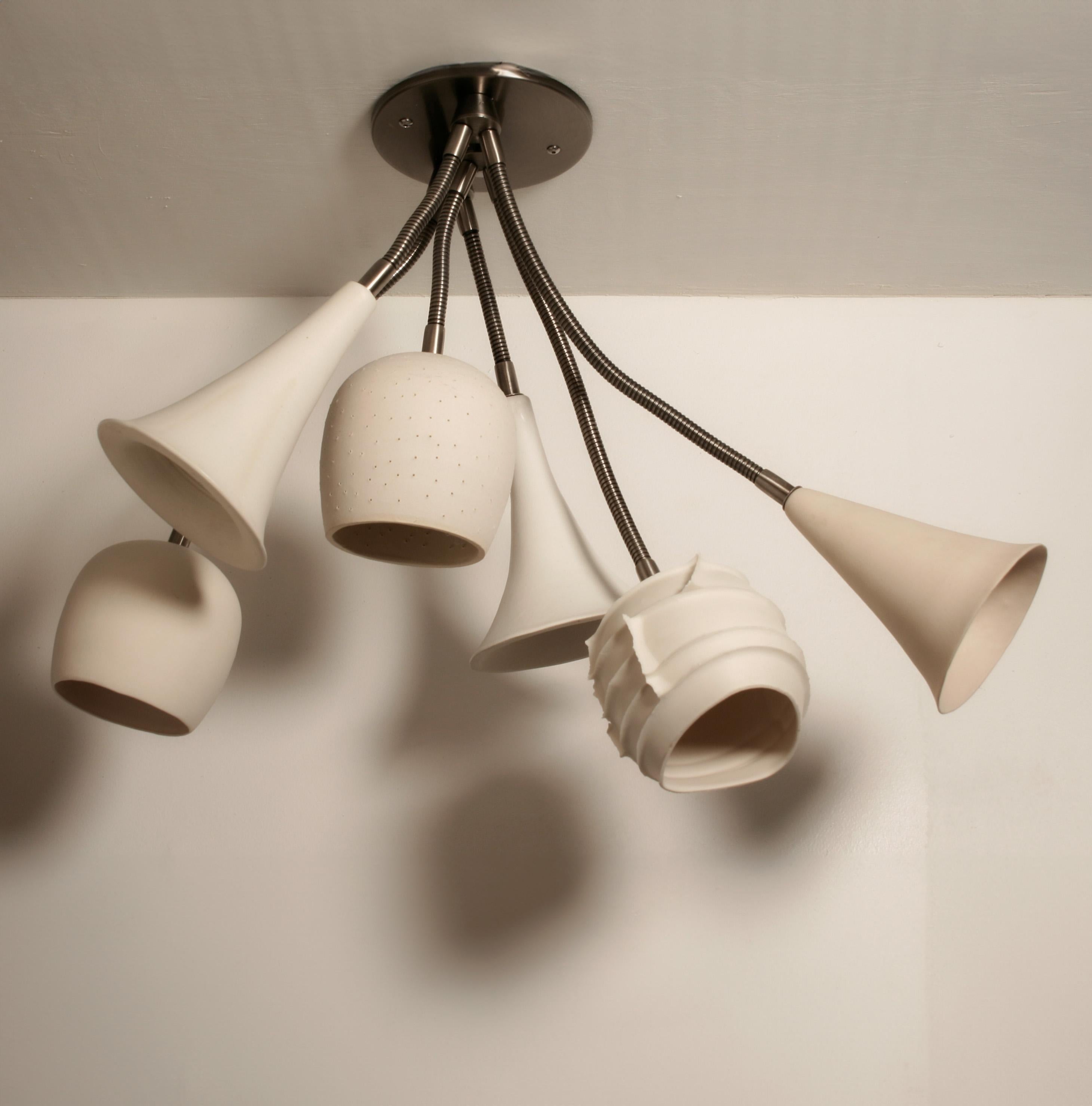 Cast Claylight Bouquet • Cluster Chandelier • Ceramic Lamp  Handmade • Porcelain For Sale