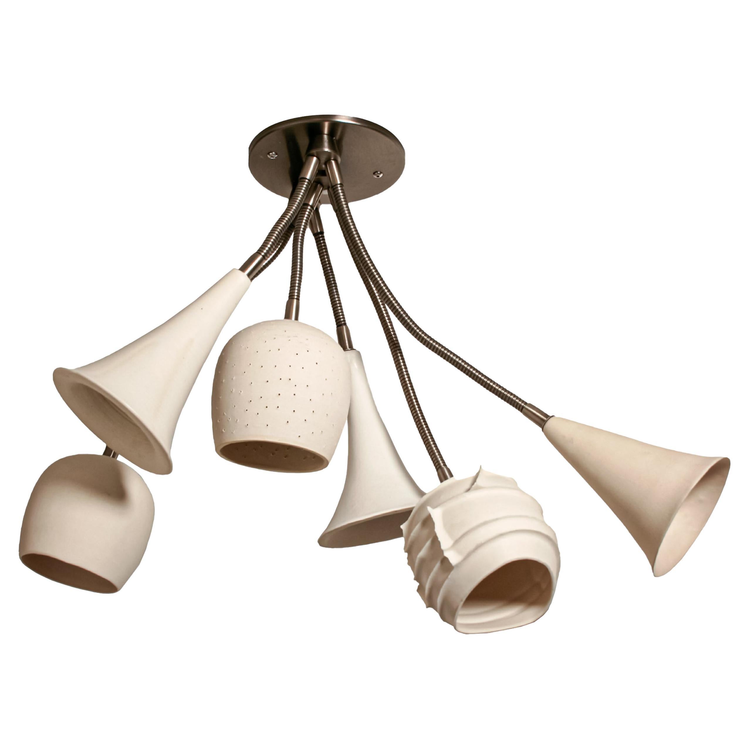 Claylight Bouquet • Cluster Chandelier • Ceramic Lamp  Handmade • Porcelain For Sale